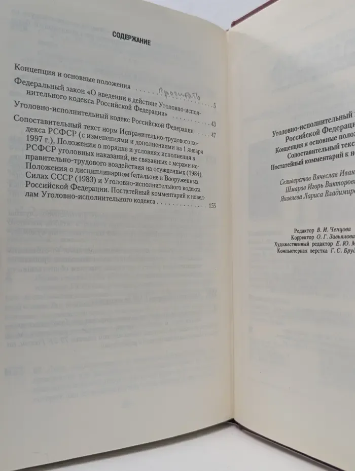 Уголовно-исполнительный кодекс Российской Федерации. Концепция и основные положения. Сопоставительный текст. Постатейный комментарий к новеллам