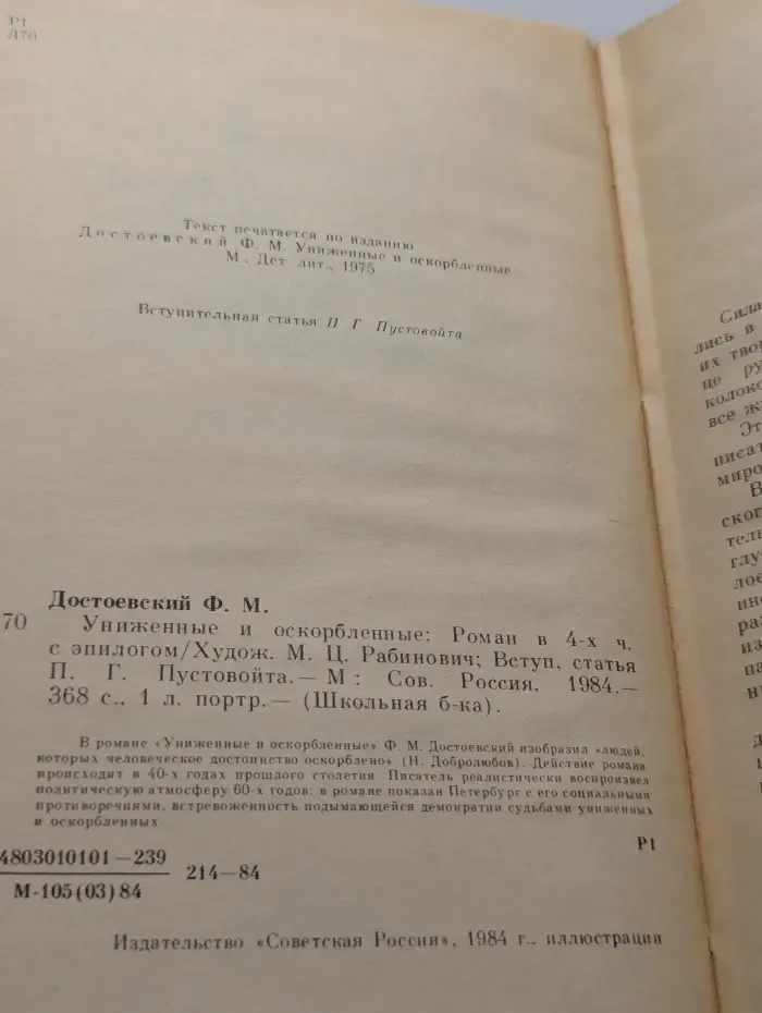 Школьная библиотека. Униженные и оскорбленные