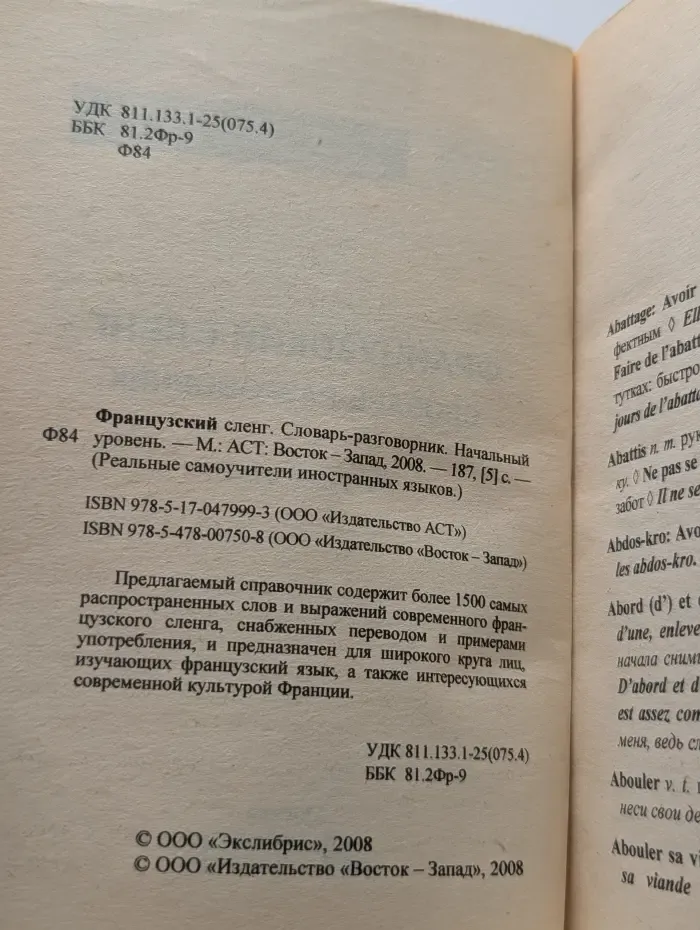 Реальные самоучители иностранных языков. Французский сленг. Словарь-разговорник. Начальный уровень