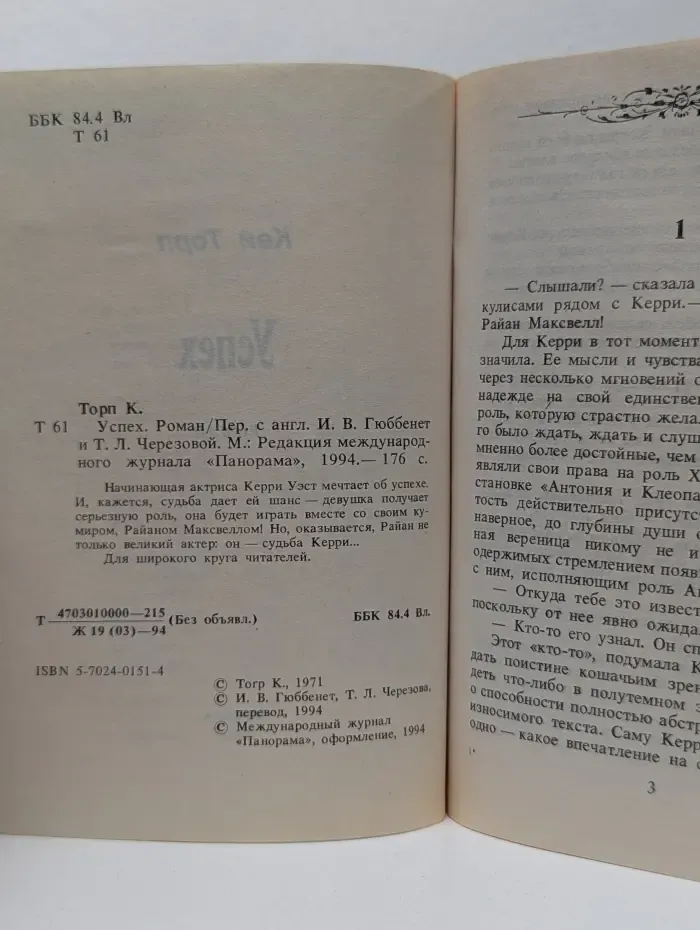 Романы о любви. Успех