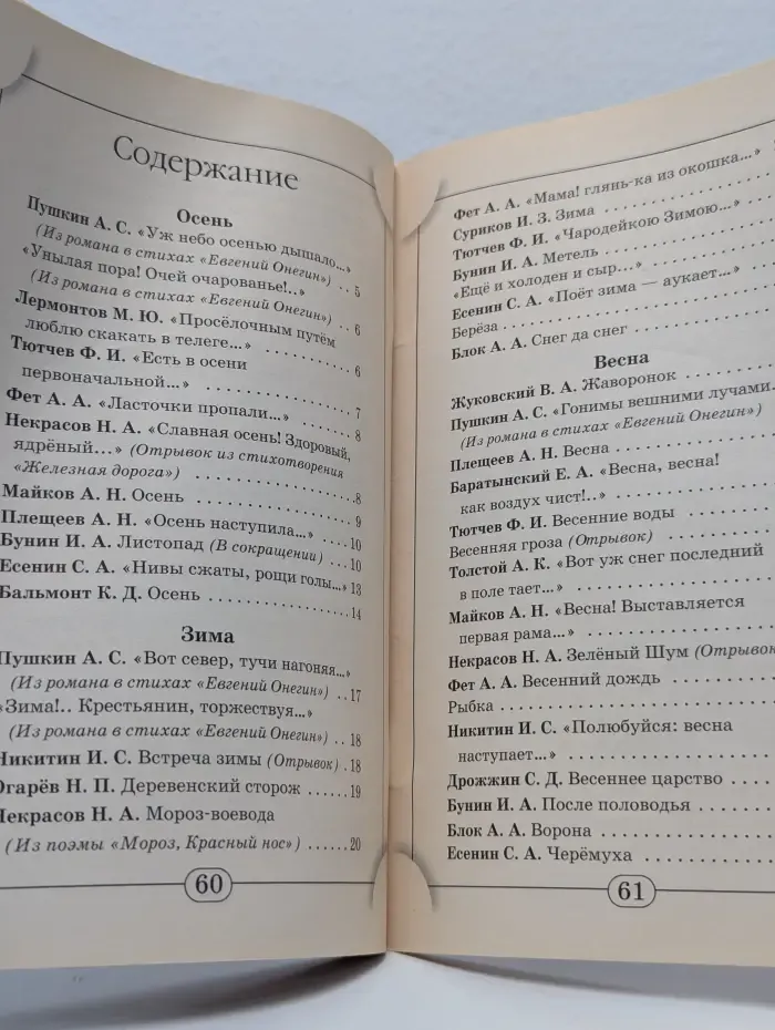 Внеклассное чтение. Времена года. Стихотворения русских поэтов о природе