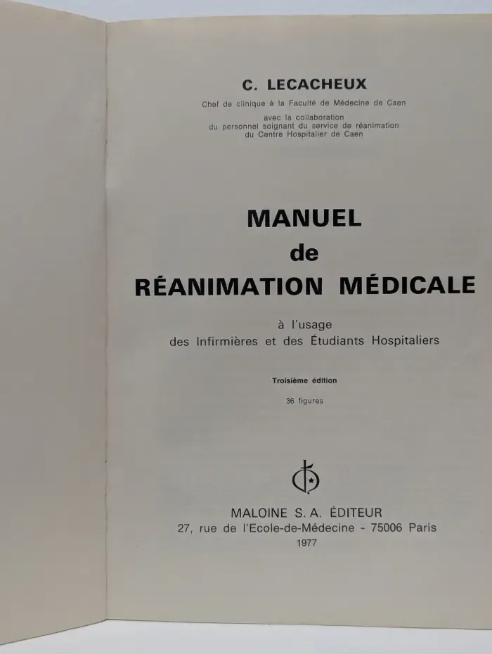 Manuel de Reanimation Medicale