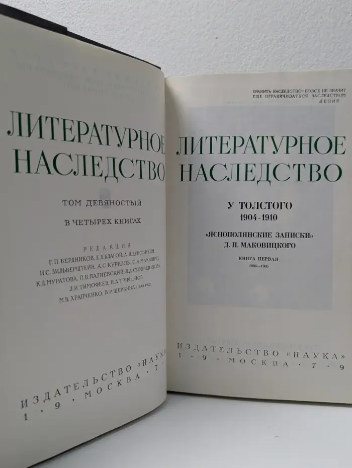 Литературное наследство. Том 90. У Толстого. "Яснополянски записки" Маковицкого. В 4 книгах. Книга 1