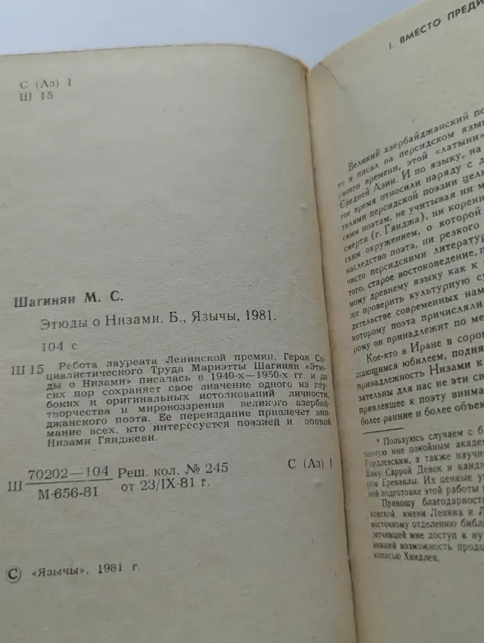 Этюды о Низами