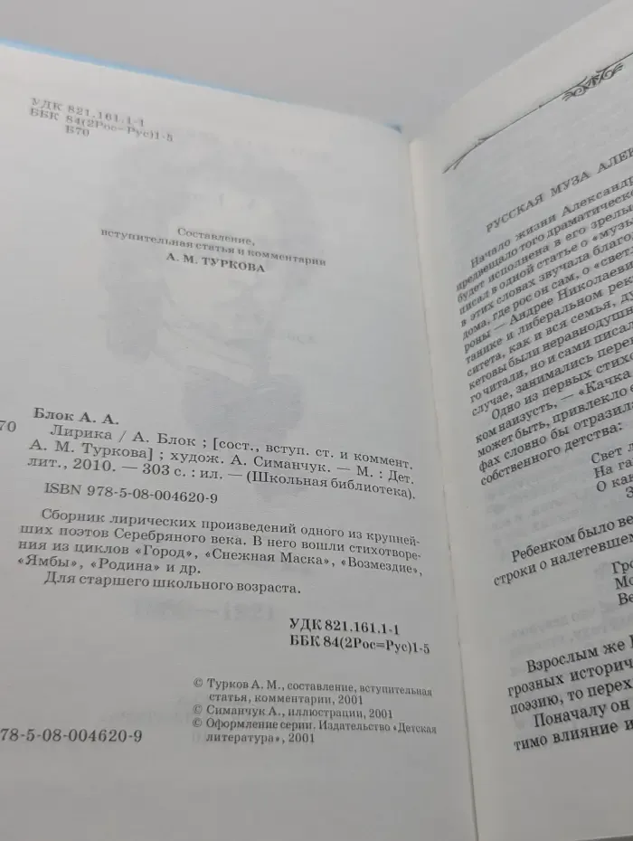 Школьная библиотека. Александр Блок. Лирика