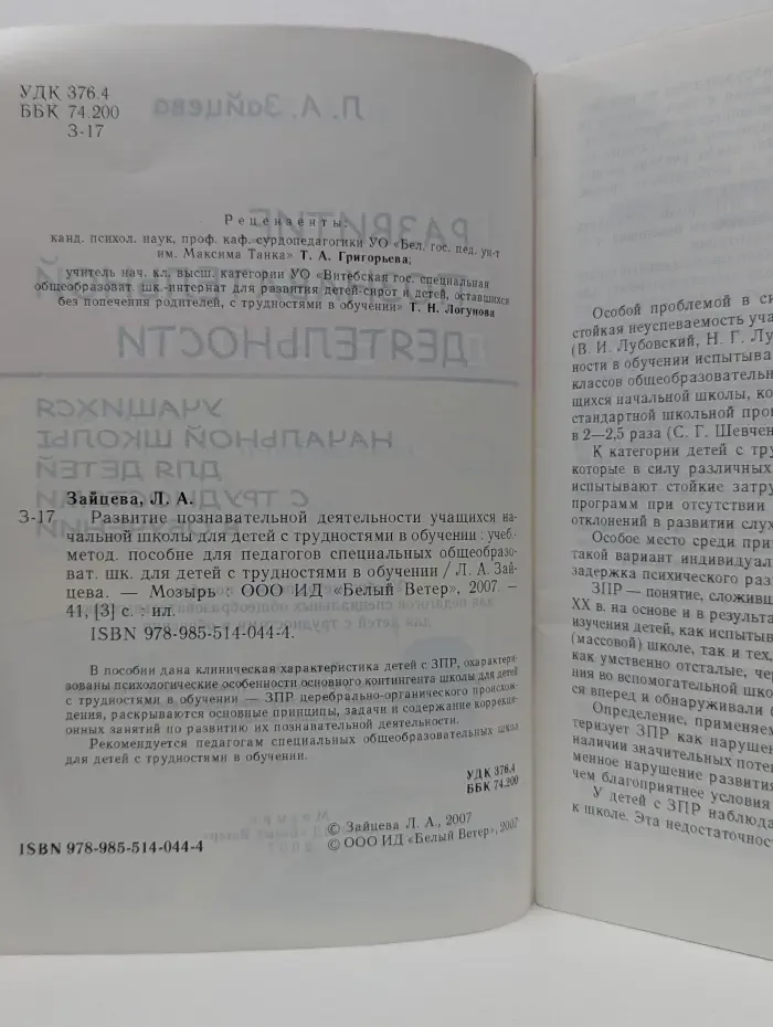 Развитие познавательной деятельности учащихся начальной школы для детей с трудностями в обучении