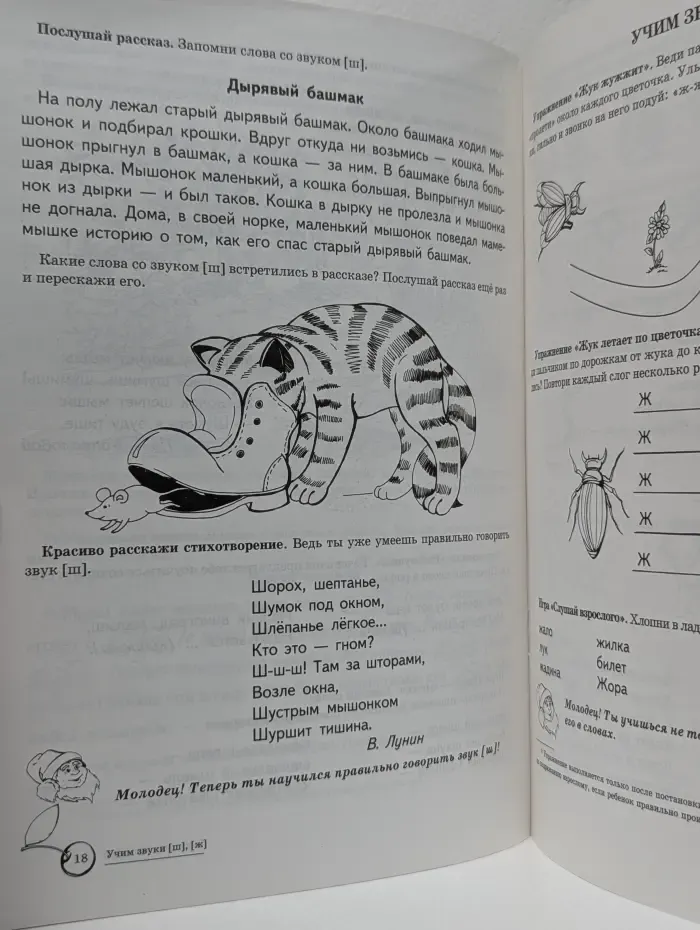 Игровая логопедия. Учим звуки "ш", "ж". Домашняя логопедическая тетрадь для детей 5-7 лет
