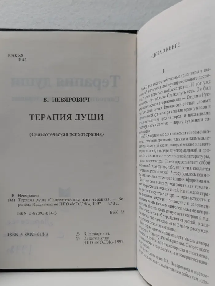 Терапия души. Святоотеческая психотерапия