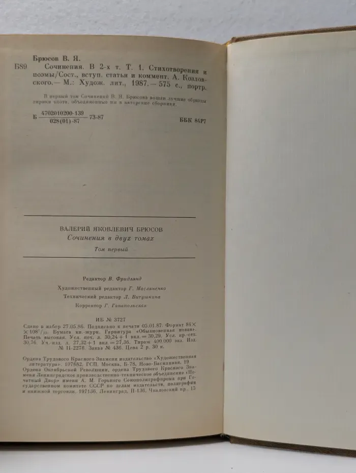 В. Я. Брюсов. Сочинения в 2 томах. Том 1