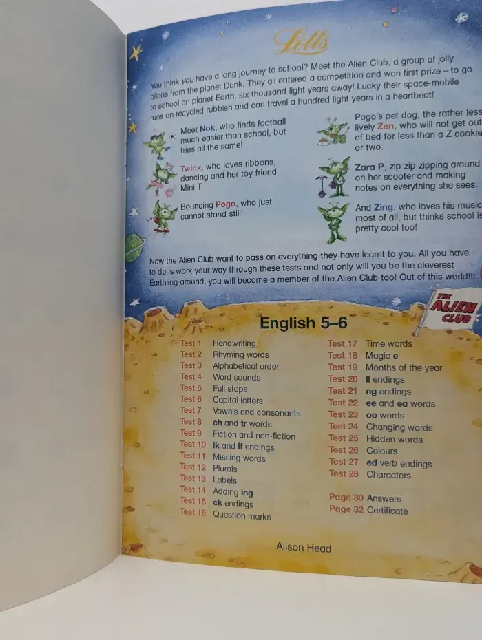 The Alien Club. 10 Minute Tests - English. Key stage 1. Age 5-6