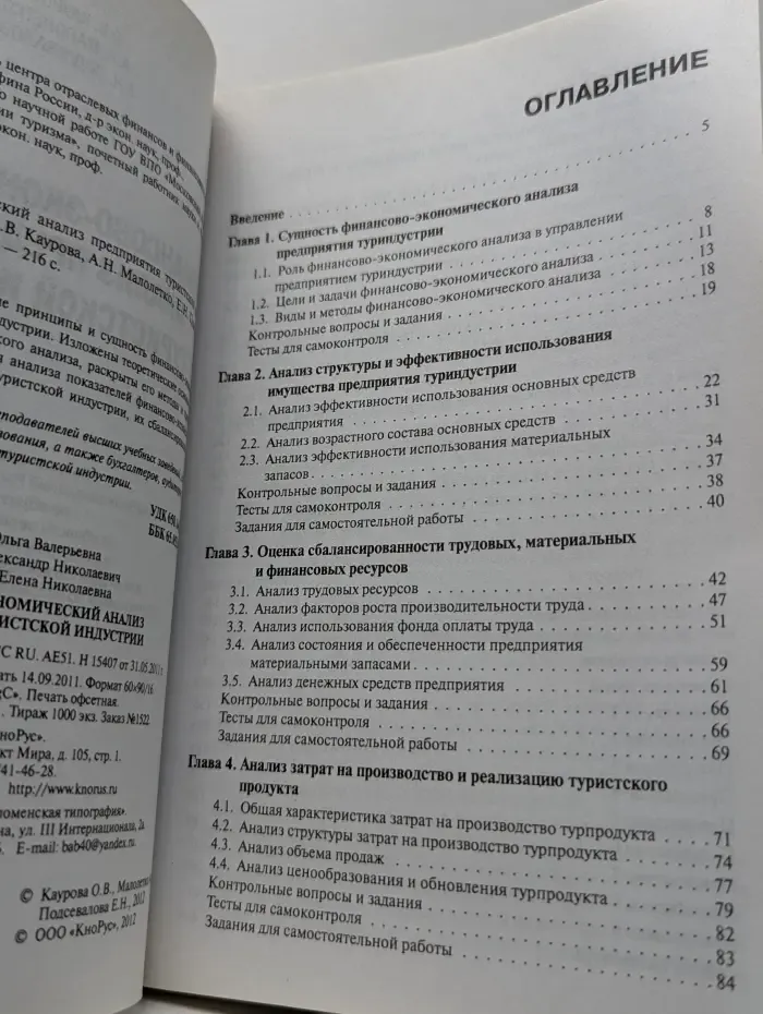 Финансово-экономический анализ предприятия туристской индустрии
