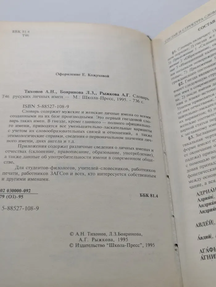 Словарь русских личных имен