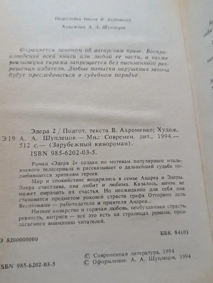 Зарубежный кинороман. Эдера 2