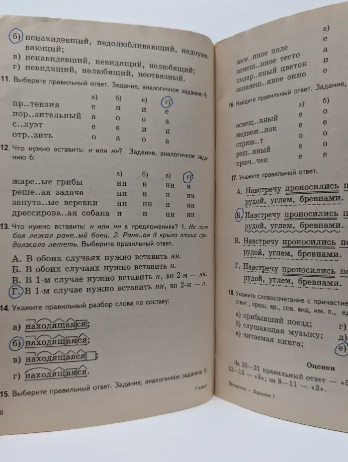 Тестовые задания для проверки знаний учащихся по русскому языку. 7 класс