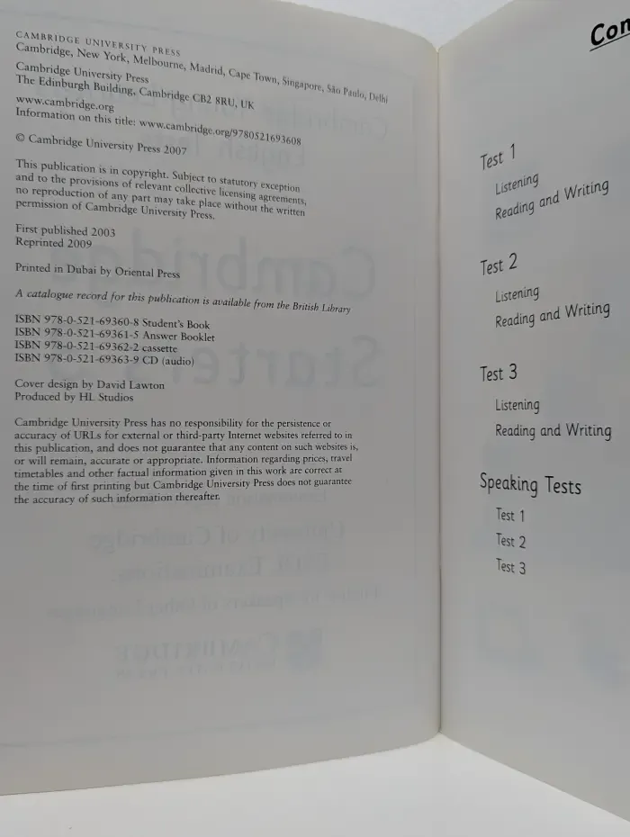 Cambridge Young Learners English Tests. Starters 3 Student's Book