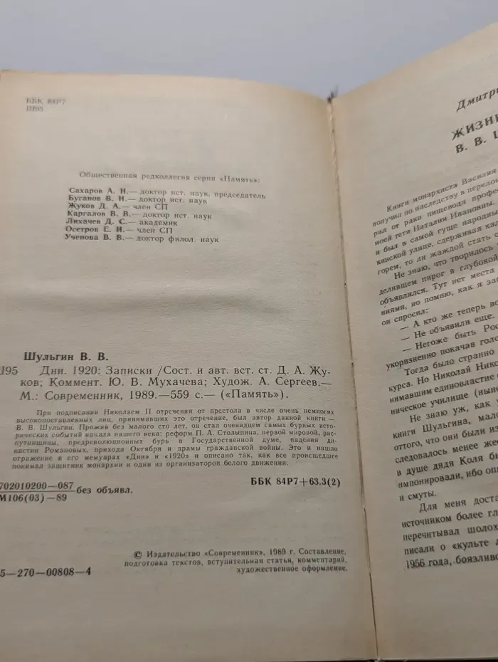 Память. Дни. 1920. Записки