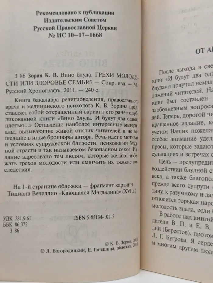 Вино блуда. Грехи молодости или здоровье семьи?