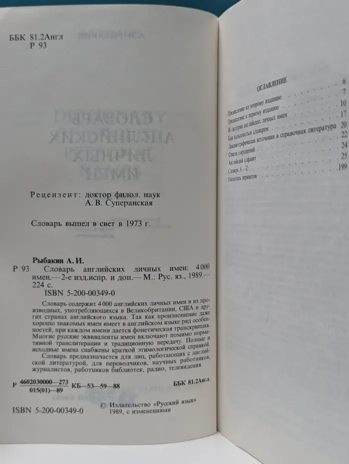 Словарь английских личных имен. 4000 имен