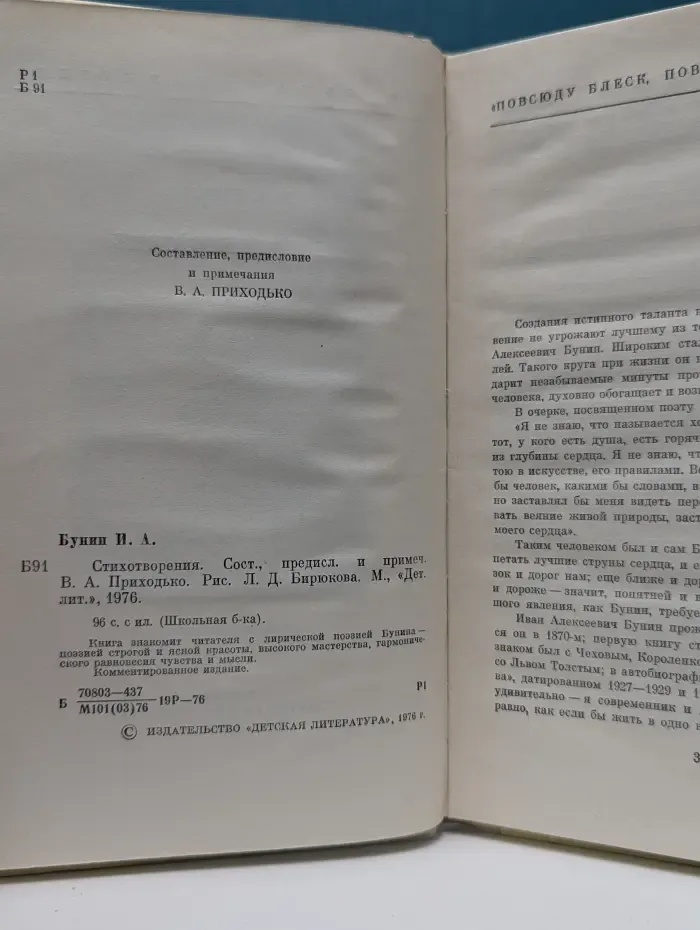 Школьная библиотека. И. Бунин. Стихотворения