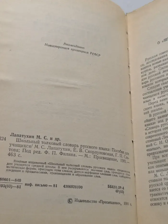 Школьный толковый словарь русского языка