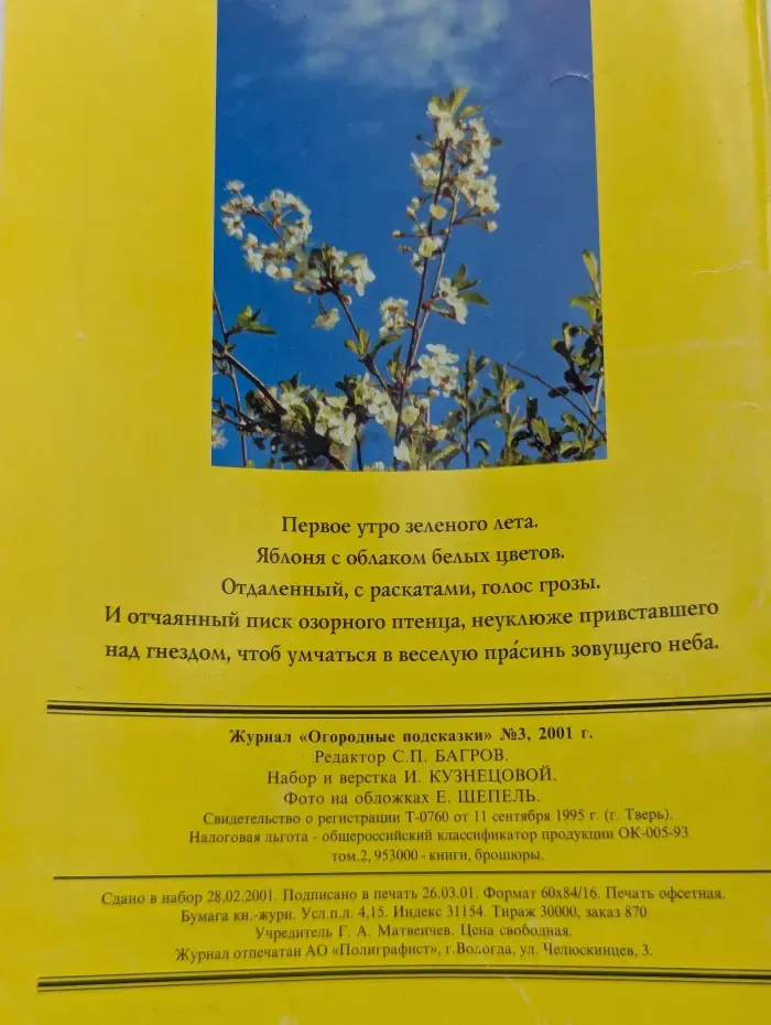 Огородные подсказки. Выпуск № 3/2001