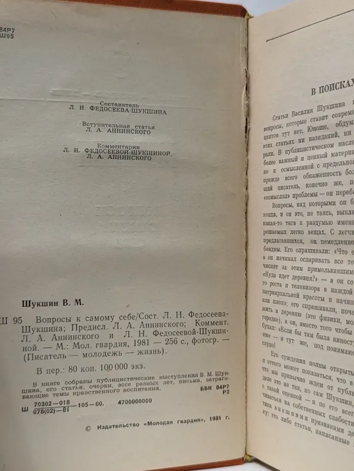 Писатель - молодежь - жизнь. Вопросы самому себе