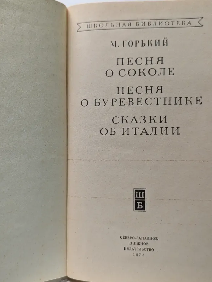 Школьная библиотека. Песня о соколе. Песня о Буревестнике. Сказки об Италии
