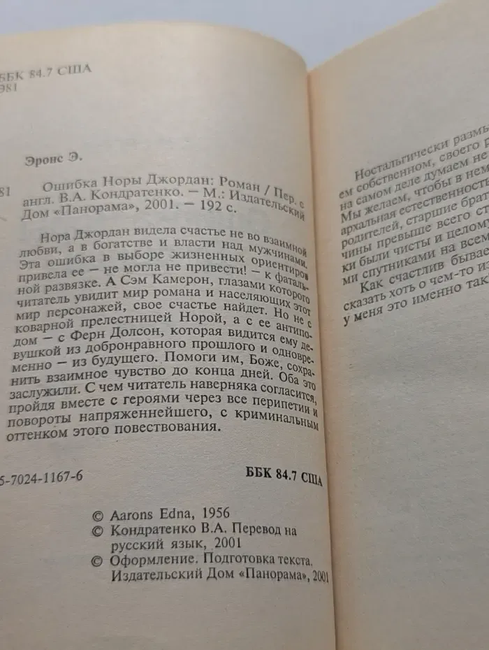 Панорама романов о любви. Ошибка Норы Джордан