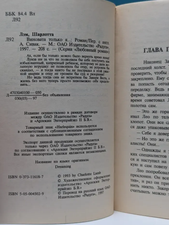 Любовный роман. Виновата только я...