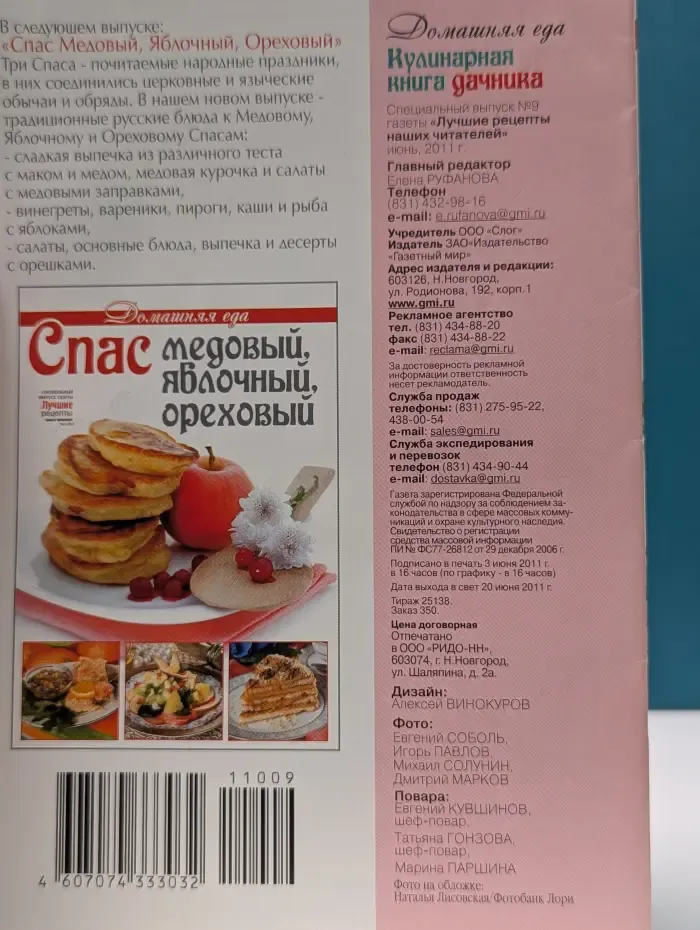Домашняя еда. Кулинарная книга дачника. Спецвыпуск № 9/2011