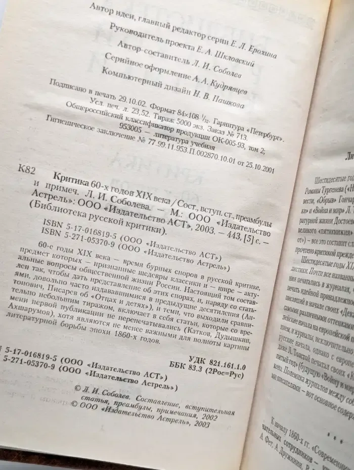 Критика 60-х годов XIX века