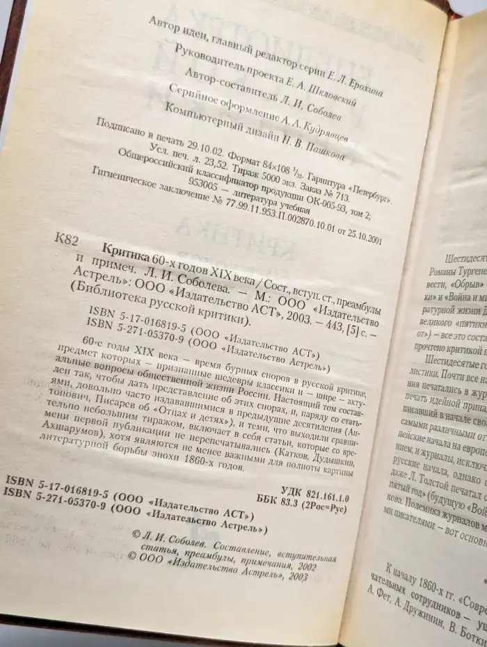 Критика 60-х годов XIX века