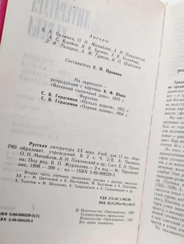 Русская литература XX века. 11 класс. Часть 2