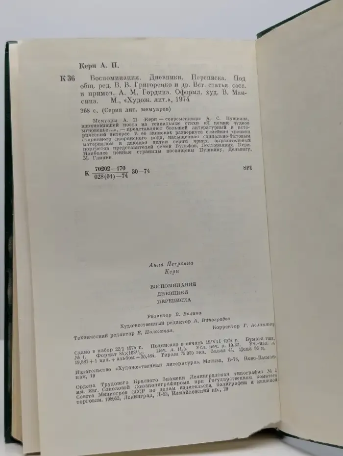 А. П. Керн. Воспоминания. Дневники. Переписка