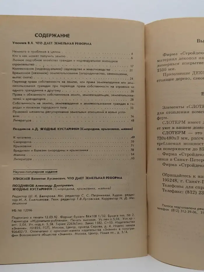 Что дает земельная реформа. Ягодные кустарники