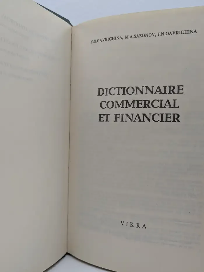 Dictionnaire Commercial et Financier