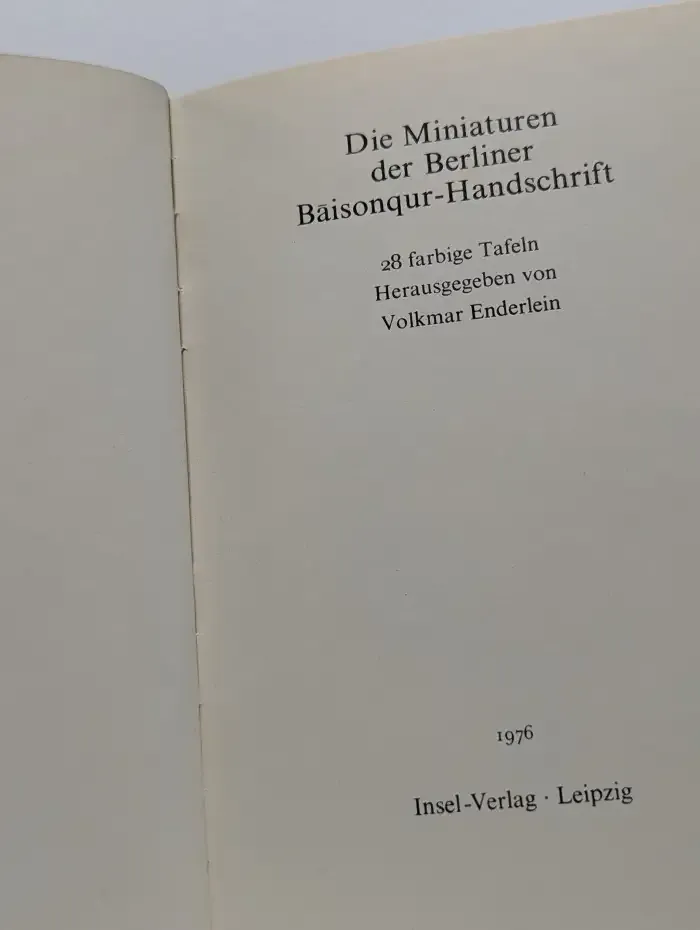 Die Miniaturen der Berliner Bāisonqur-Handschrift