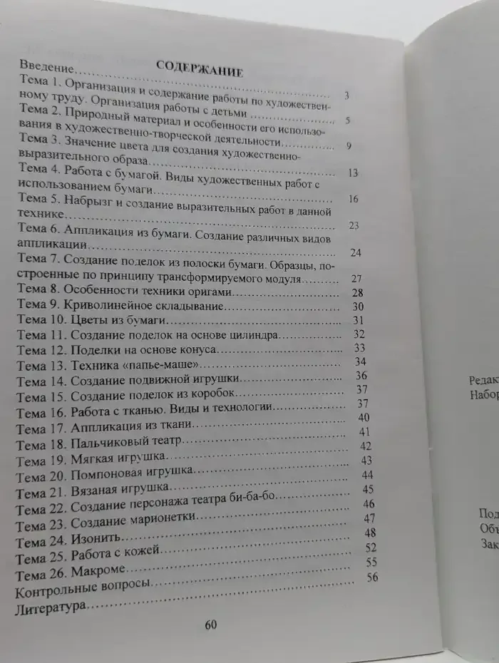 Основные вопросы организации художественного труда в детском саду и начальной школе