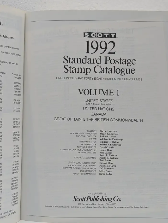 Standart Postage Stamp Catalogue 1992. Volume 1