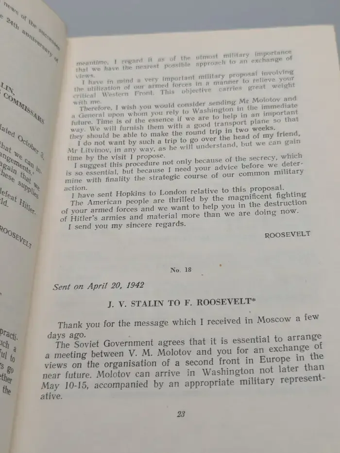 Correspondence Between the Chairman of the Council of Ministers of the USSR and the Presidents of the USA and the Prime Ministers of Great Britain During the Great Patriotic War of 1941-1945. Volume 2