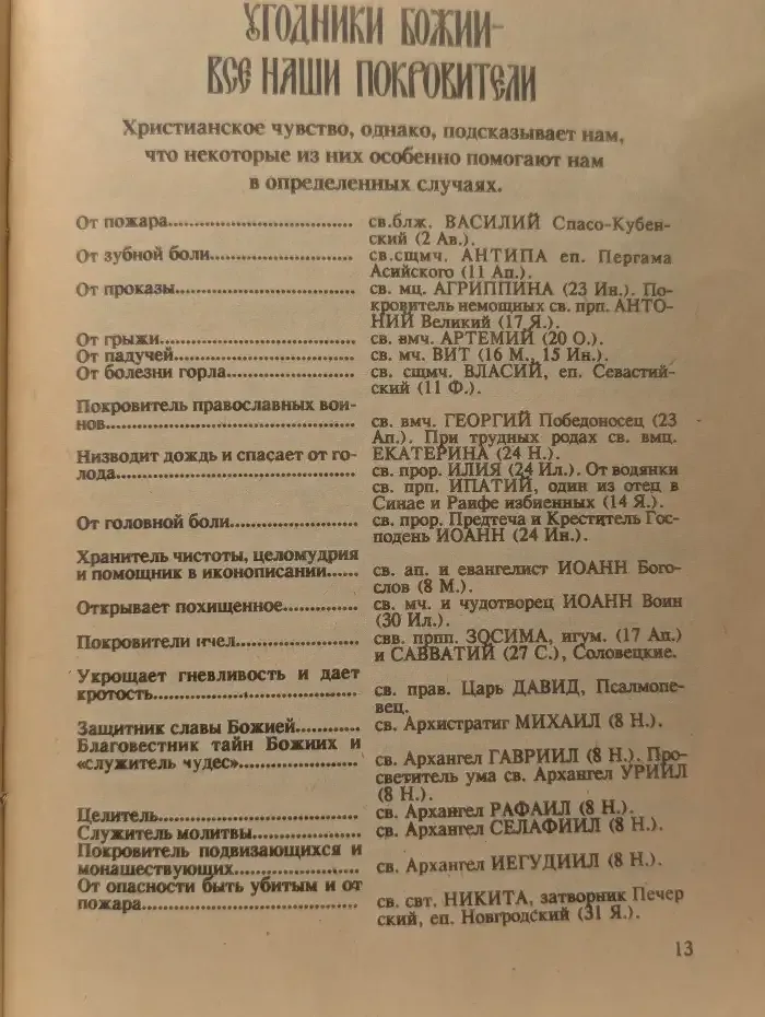Святые, имеющие особенную благодать помогать в разных болезнях и других нуждах