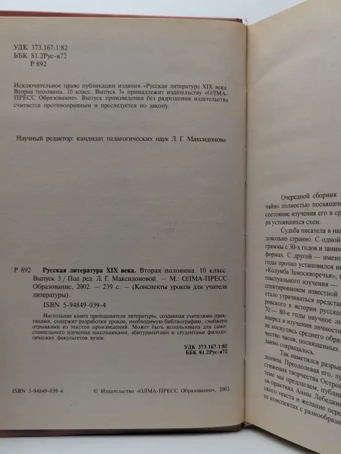 Русская литература XIX века. Вторая половина. 10 класс. Выпуск 3
