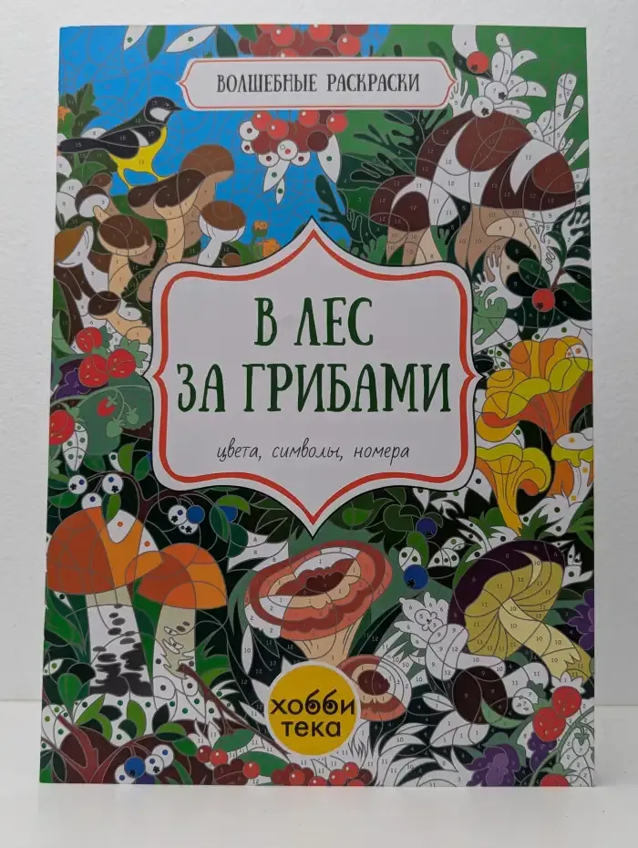 Книга-раскраска. В лес за грибами. Цвета, символы, номера