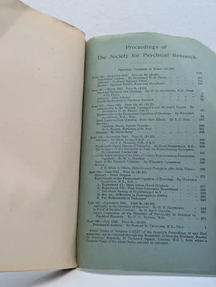 Proceedings of the Society for Psychical Research