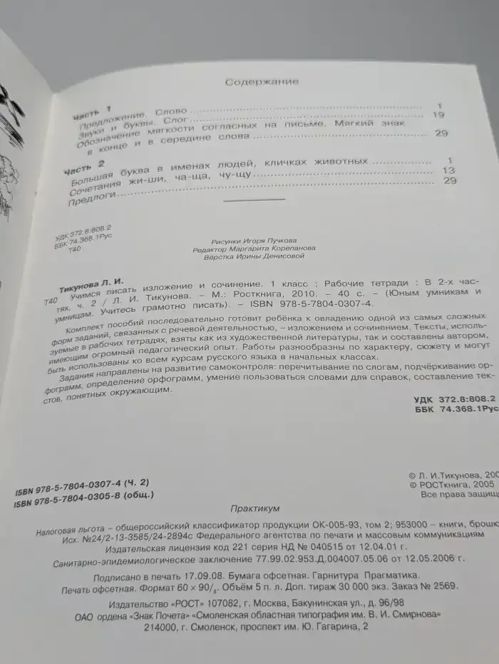 Учимся писать изложение и сочинение. 1 класс. Рабочая тетрадь. Часть 2