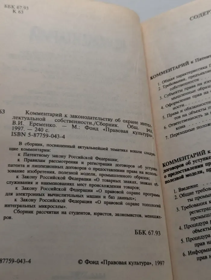 Комментарий к законодательству об охране интеллектуальной собственности
