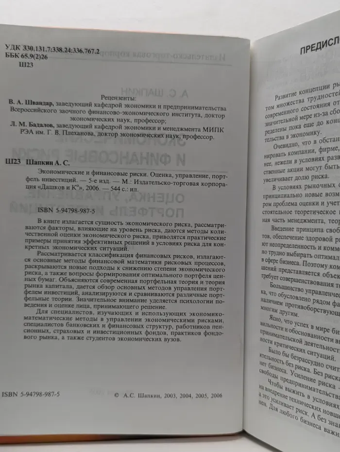 Экономические и финансовые риски