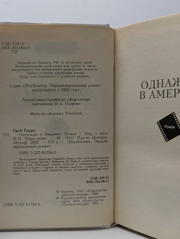 Blockbuster. Экранизированный роман. Однажды в Америке