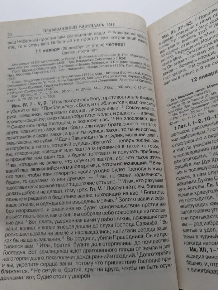 Читаем Евангелие. Православный календарь 2018