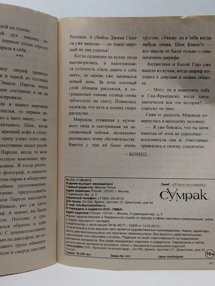 Сумрак. Романтический триллер